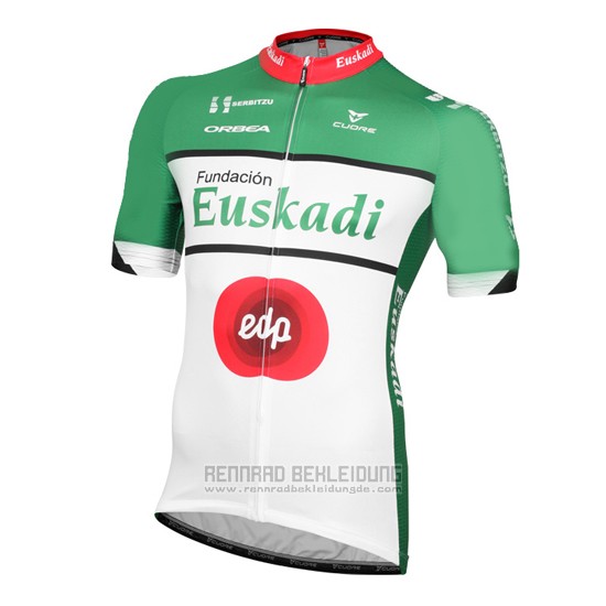 2016 Fahrradbekleidung Euskadi Shwarz und Grun Trikot Kurzarm und Tragerhose